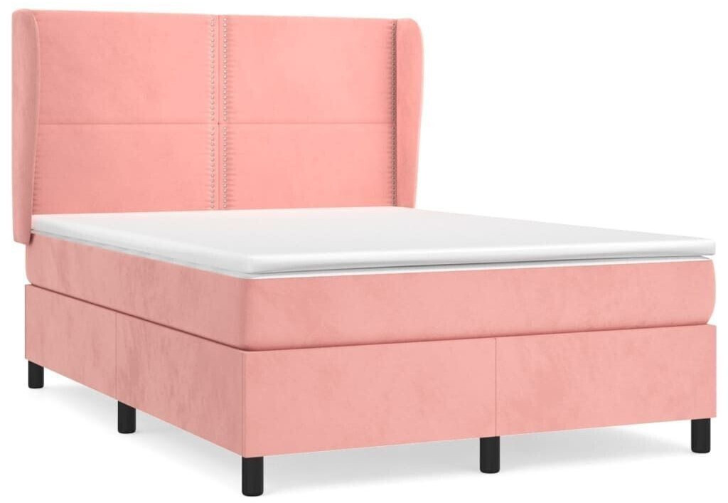 vidaXL Box spring bed with mattress 140x200cm velvet (3129158)