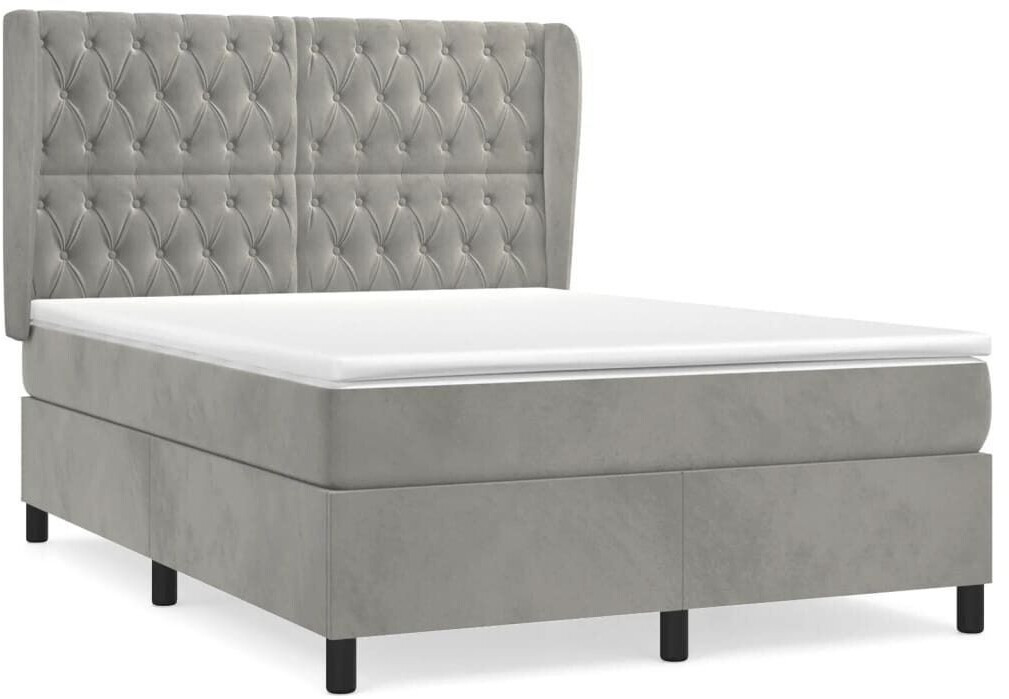 vidaXL Box spring bed with mattress 140x200cm velvet (3129393)