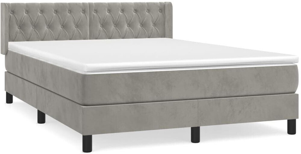 vidaXL Box spring bed with mattress 140x200cm velvet (3131141)