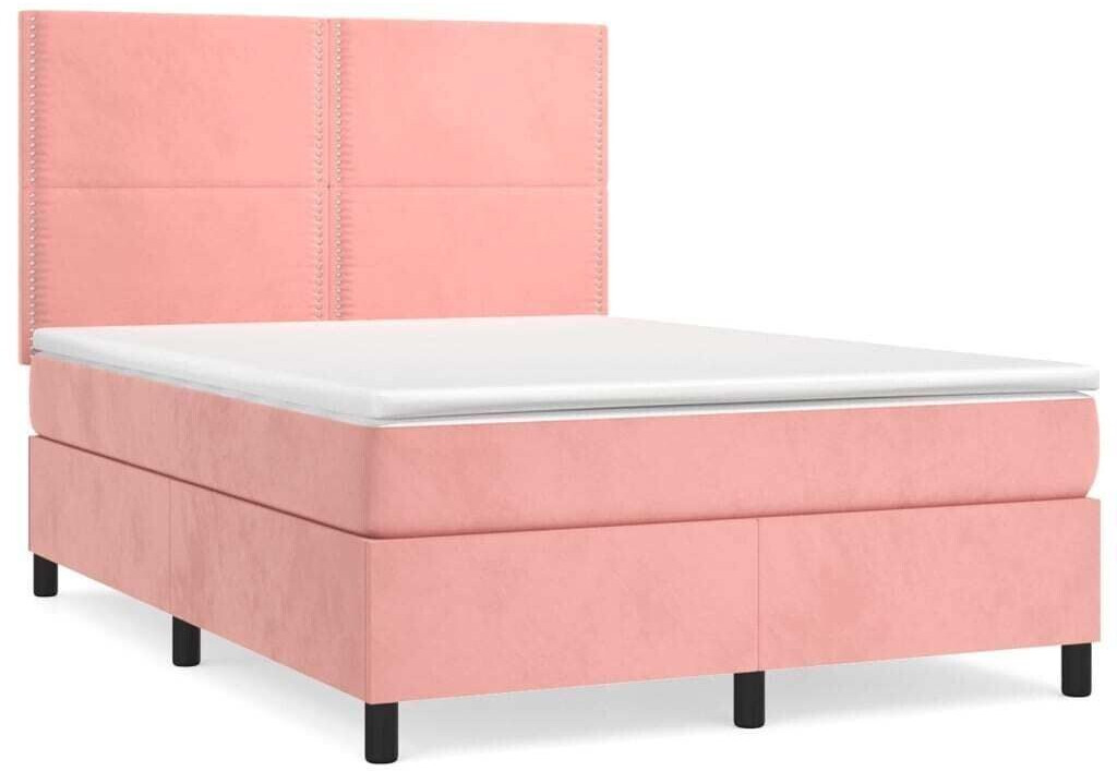 vidaXL Box spring bed with mattress 140x200cm velvet (3142970)