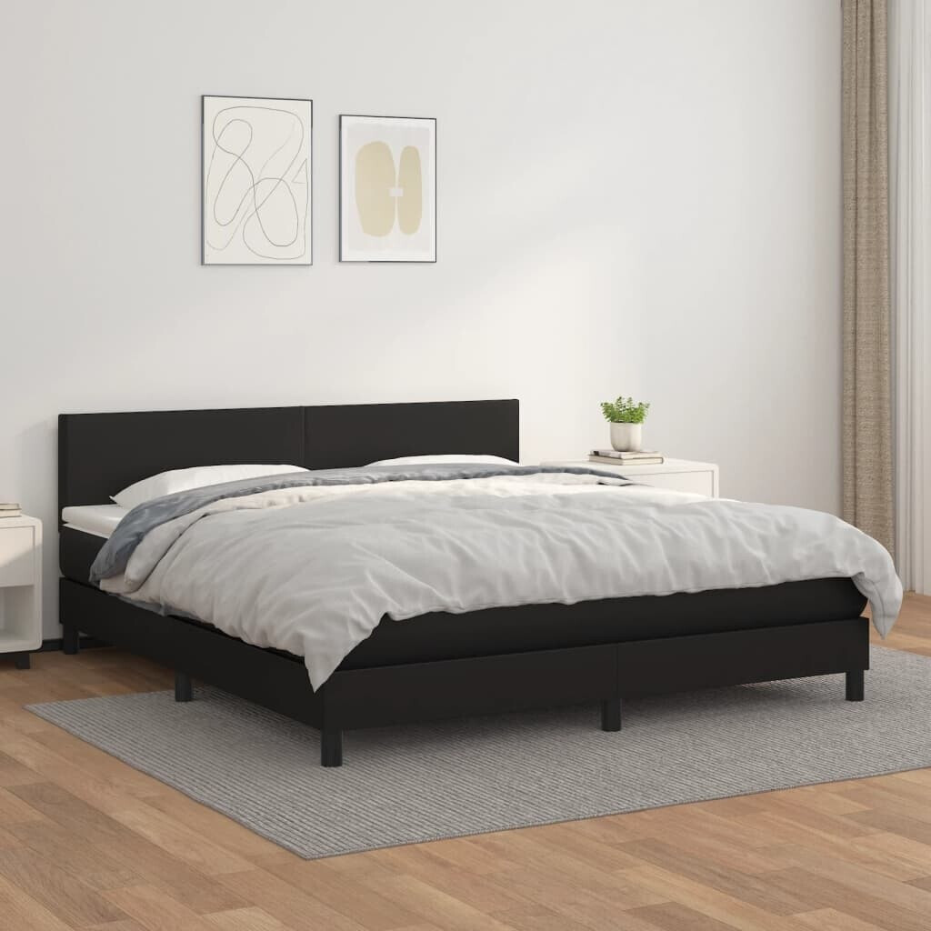 vidaXL Box spring bed with mattress 160x200cm artificial leather (3141071)