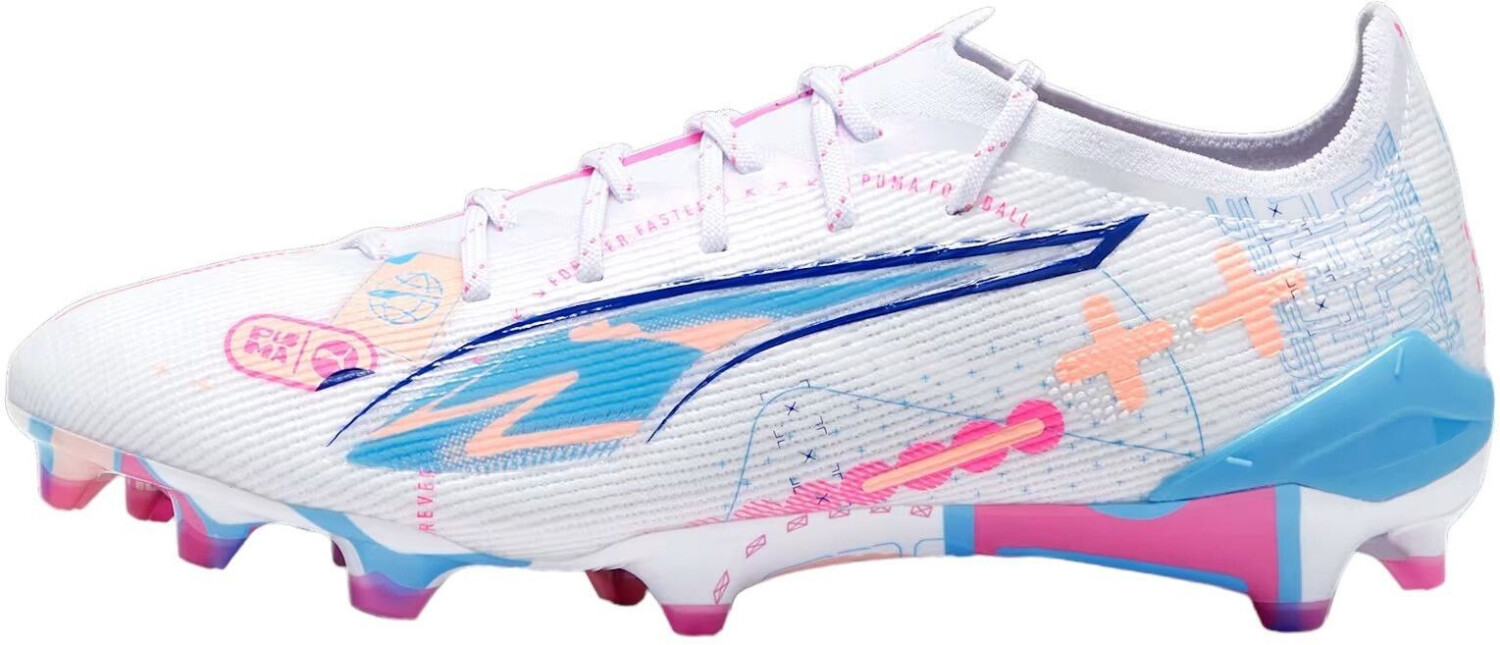 Puma Ultra 5 Ultimate Volume UP FG (108063) white/luminous blue/poison  pink/fizzy melon au meilleur prix sur idealo.fr