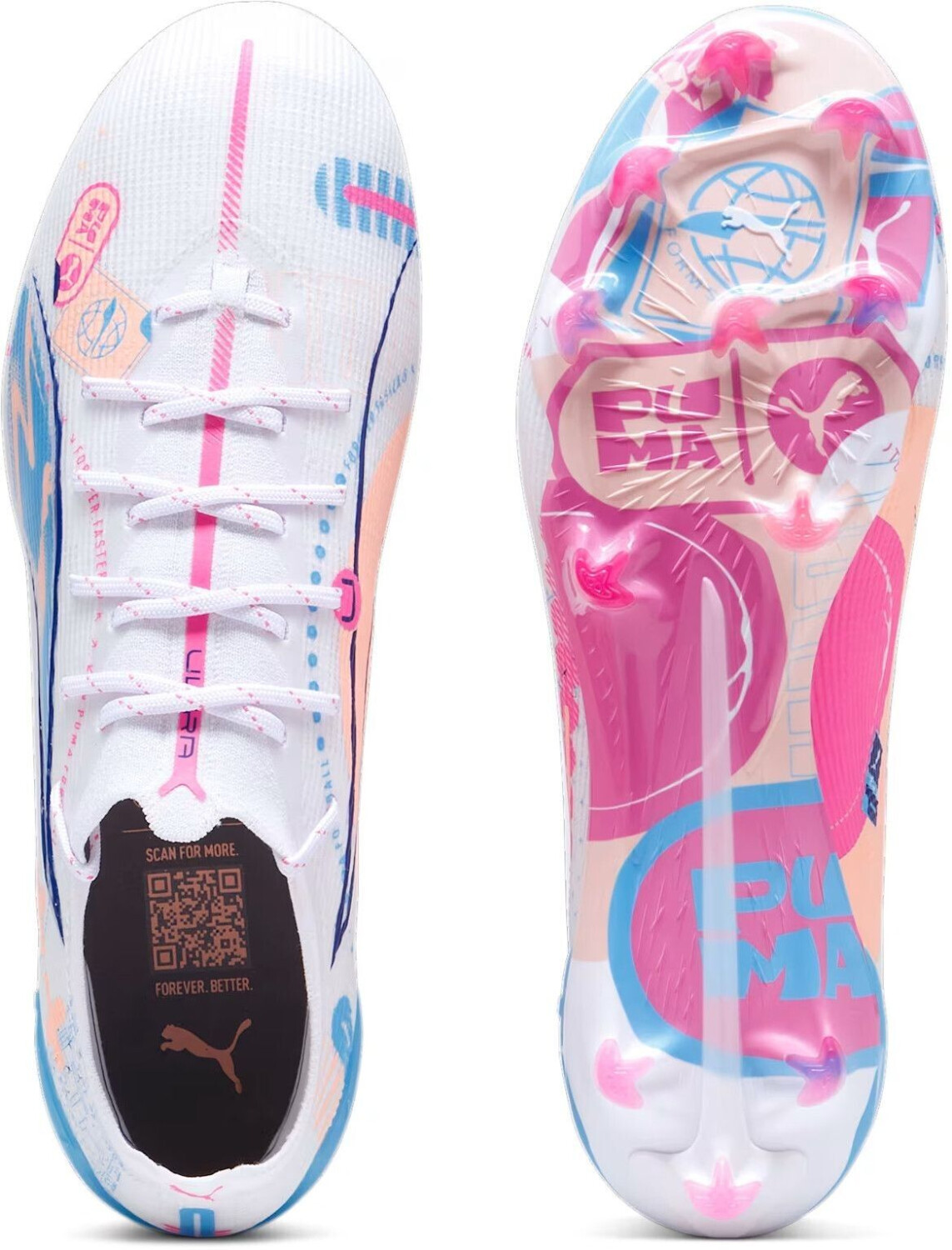 Puma Ultra 5 Ultimate Volume UP FG (108063) white/luminous blue/poison  pink/fizzy melon au meilleur prix sur idealo.fr