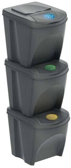 Prosperplast Trash can Sortibox, stone grey plastic, 3x 25l