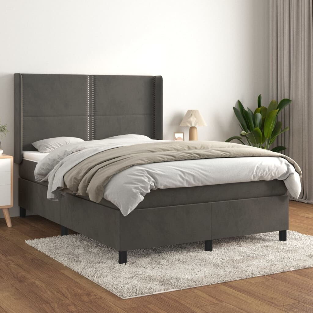 vidaXL Box spring bed with mattress 180x200cm velvet (3132934)
