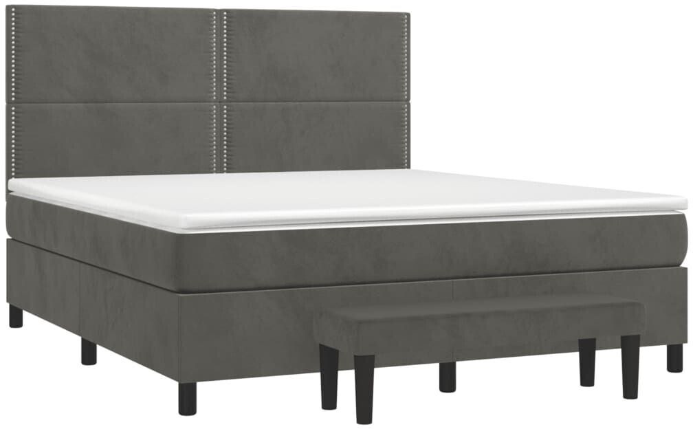 vidaXL Box spring bed with mattress 180x200cm velvet (3137798)