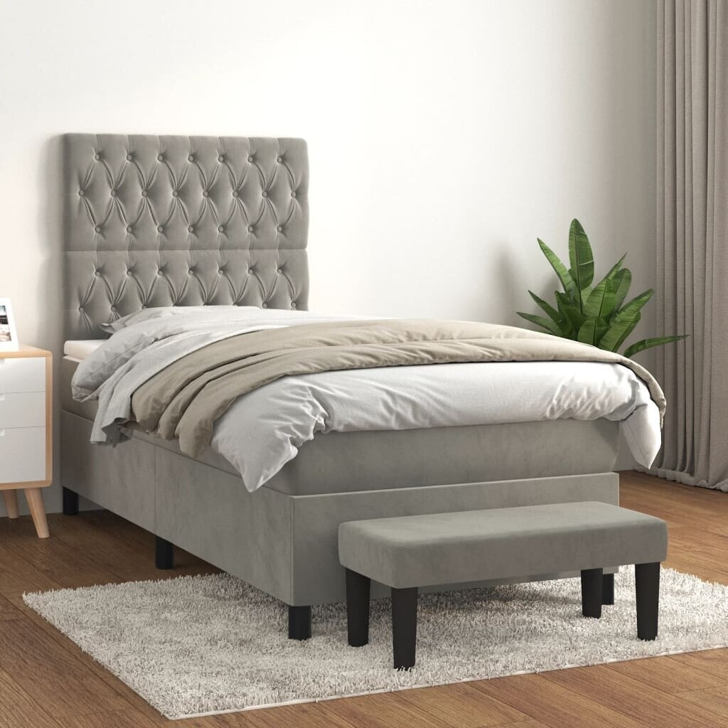 vidaXL Box spring bed with mattress 200x200cm velvet (3137983)