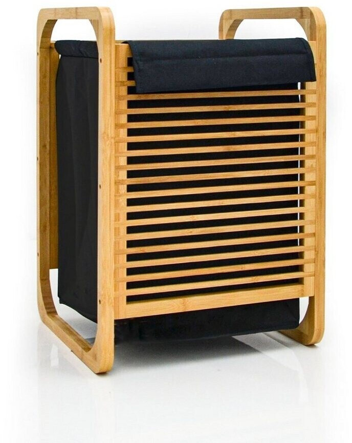 Dune Design 50L laundry basket bamboo with lid and laundry bag - 40x36x57 wooden laundry collector - brown bamboo 17097
