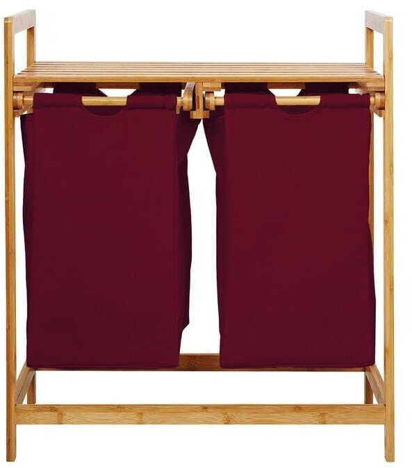 Lumaland Bamboo laundry basket 73 x 64 x 33 cm - Dark red - red