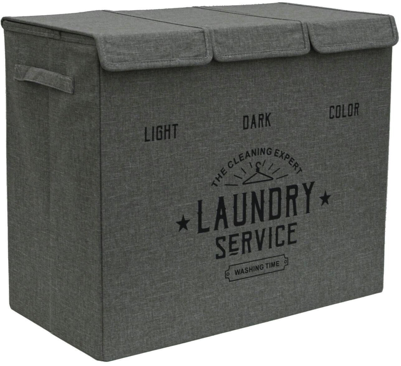 Dune Design Laundry basket 3 compartments - 84L laundry collector anthracite with lid - laundry organizer - gray polyester 16902