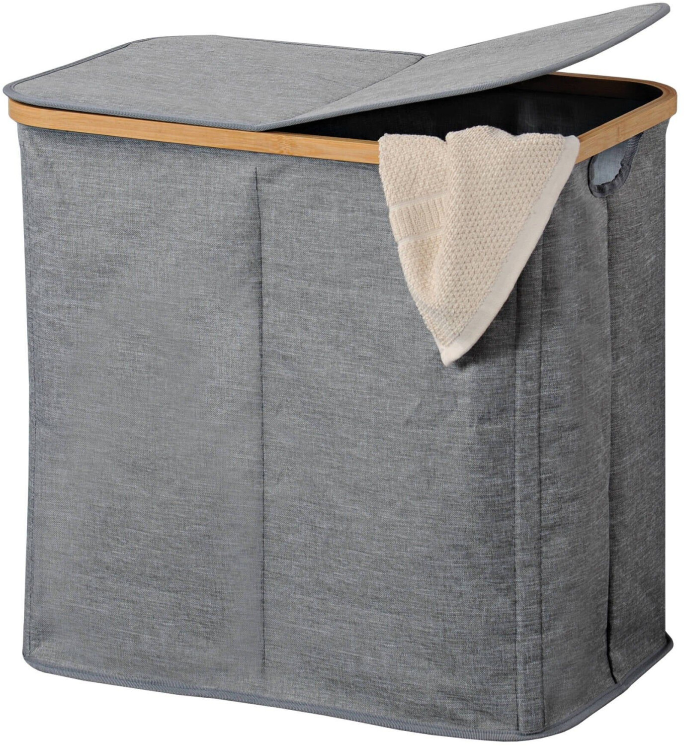 Kesper Laundry basket, bamboo, FSC, gray - beige wood