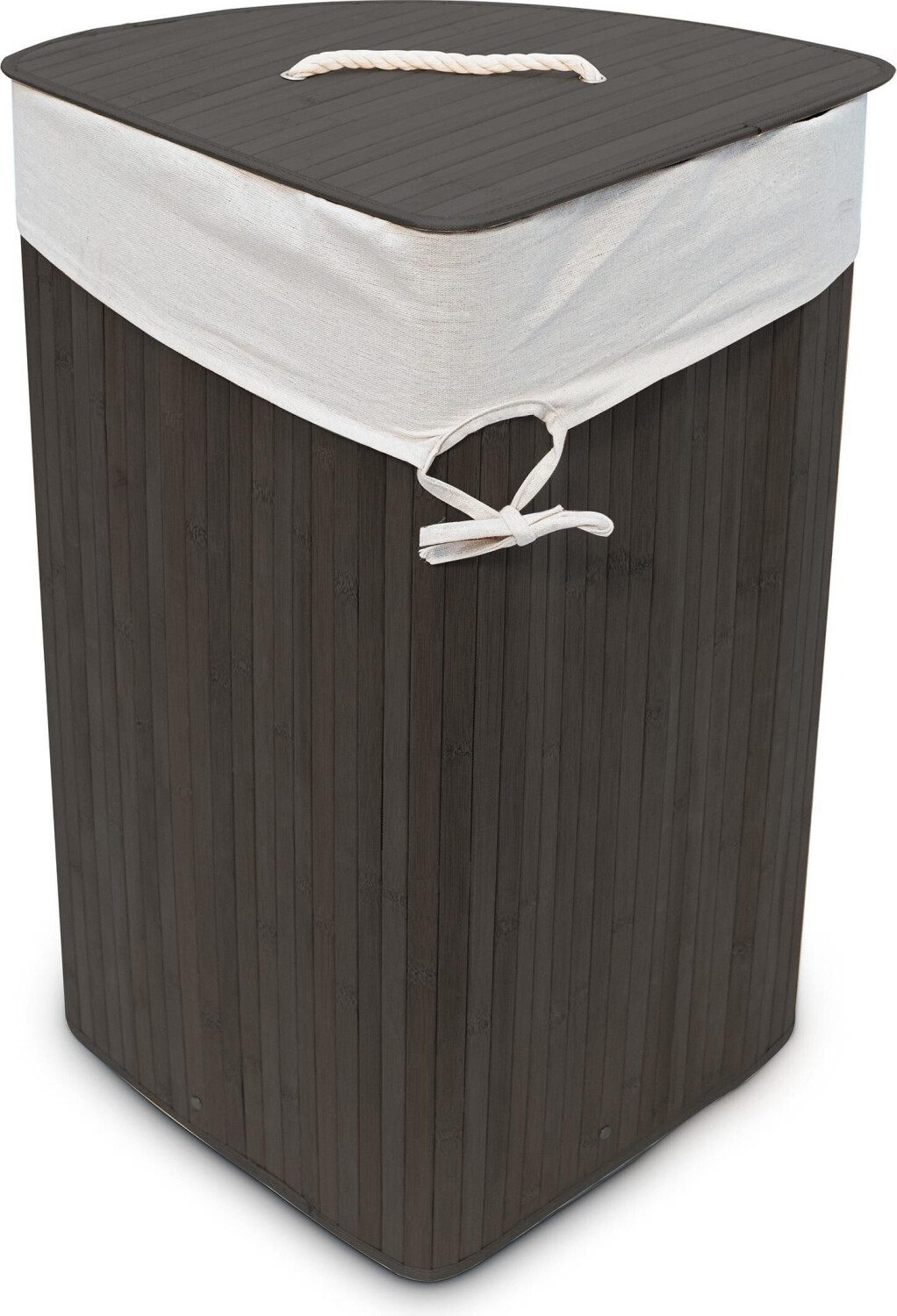 Relaxdays Laundry basket corner laundry basket, with lid, made of bamboo, black, 49.5x65x37 cm, 60 liters