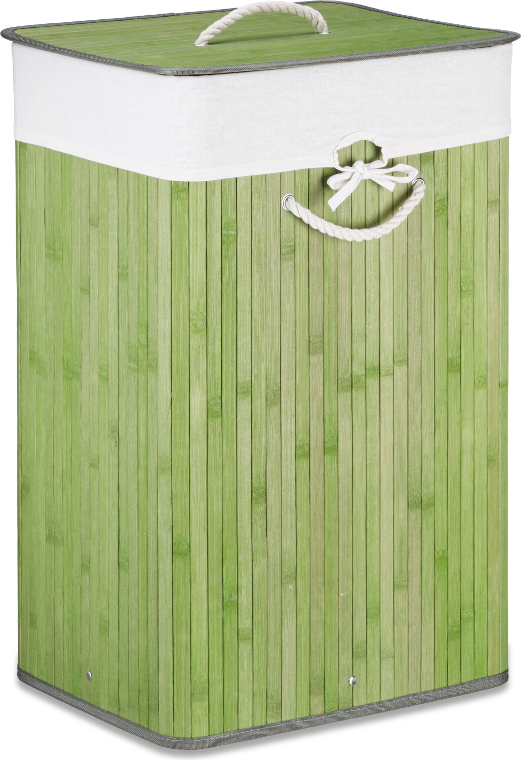 Relaxdays Laundry basket green, with lid, made of bamboo, 43.5x65.5x33.5 cm, 83 liters
