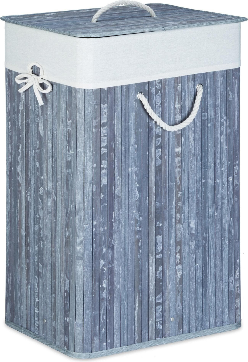 Relaxdays Laundry basket gray, with lid, made of bamboo, 43.5x65.5x33.5 cm, 83 liters