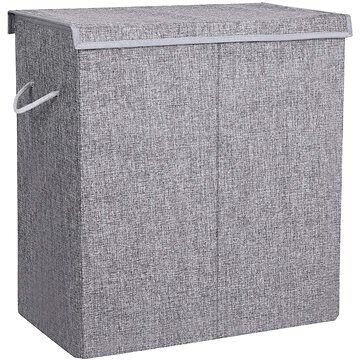 Songmics Laundry basket LCB02G, gray, with lid, imitation linen, 60x66x36 cm, 142 liters