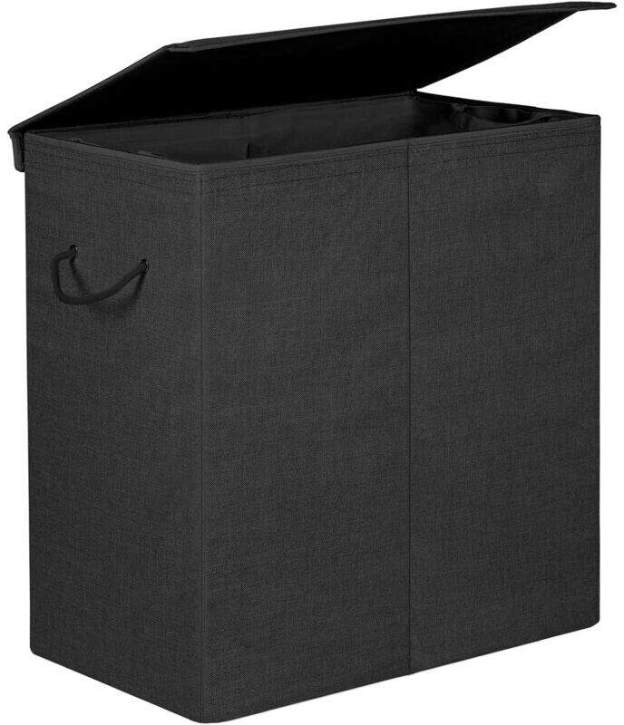 Songmics Laundry basket LCB02BK, black, with lid, made of polyester, 60x66x36 cm, 142 liters
