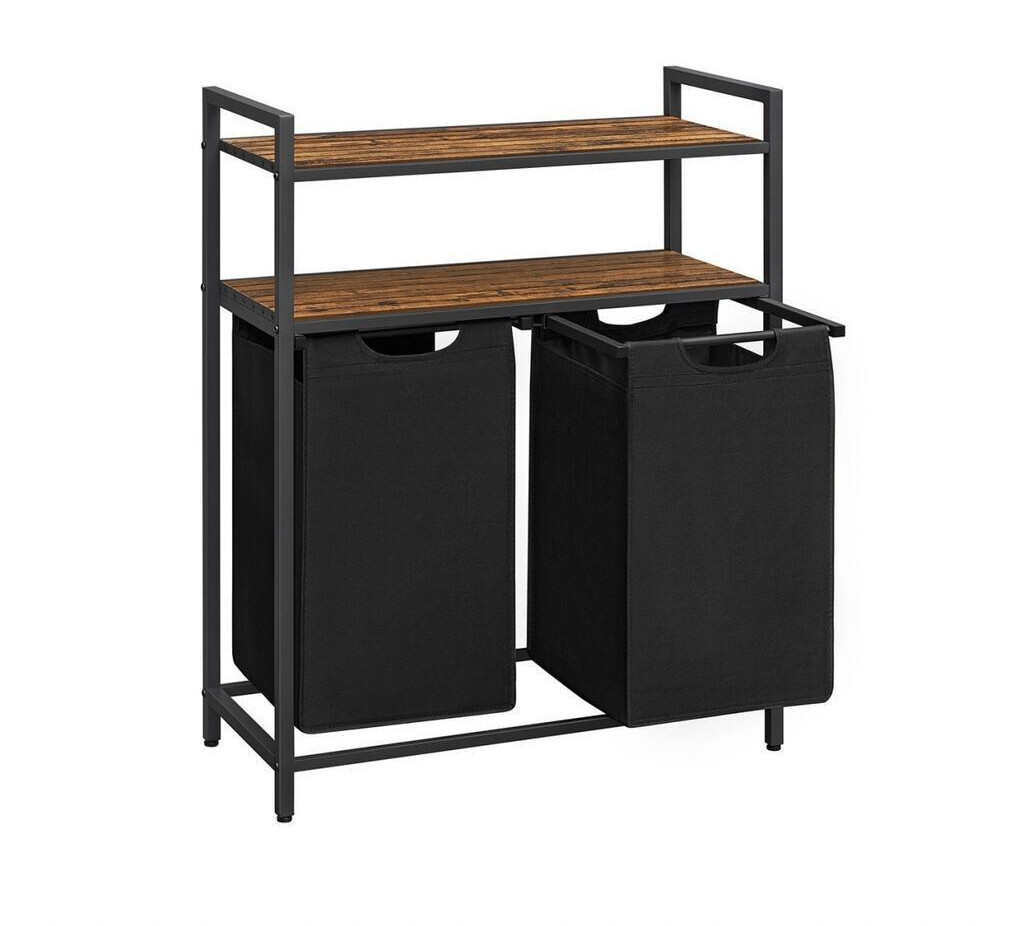 Vasagle Laundry basket BLH211B01, black, 2 compartments, made of Oxford fabric, 73x91x33 cm, 92 liters
