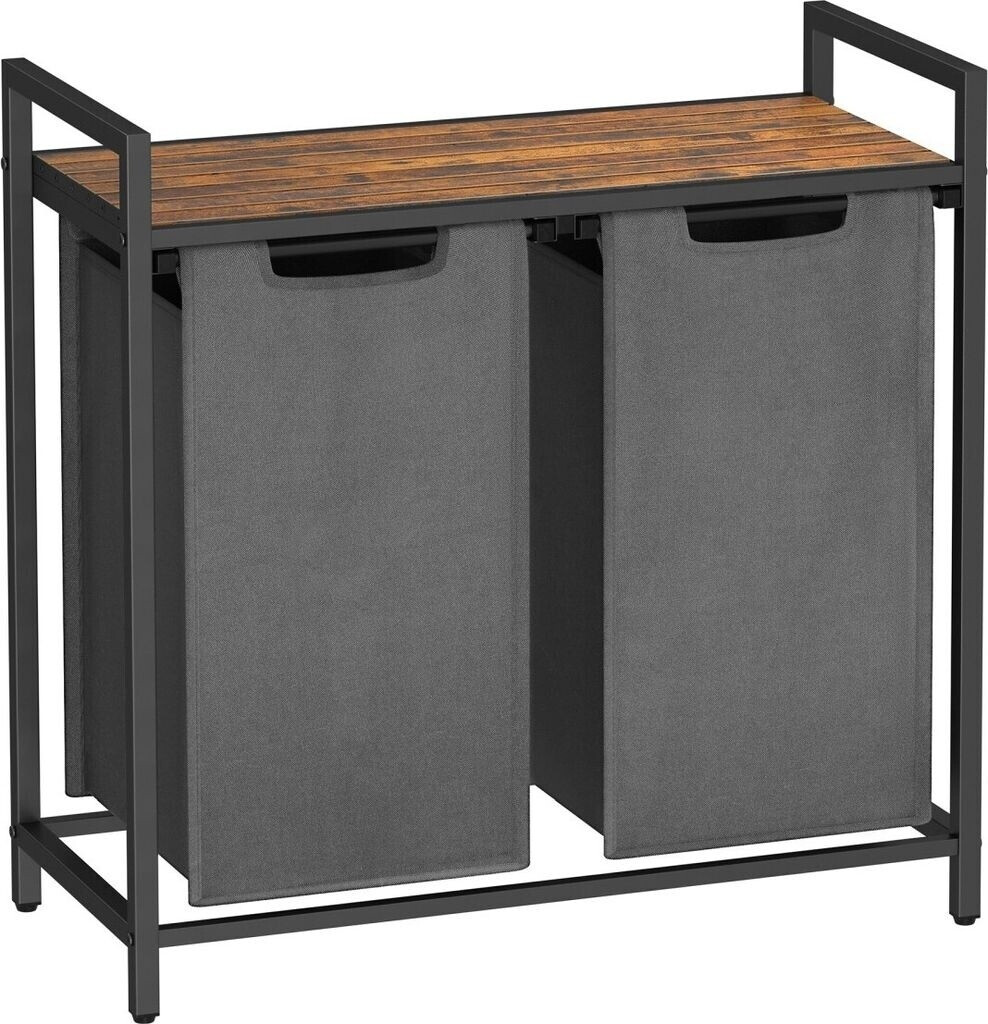 Vasagle Laundry basket BLH201G01, gray, 2 compartments, made of Oxford fabric, 73x72x33 cm, 92 liters