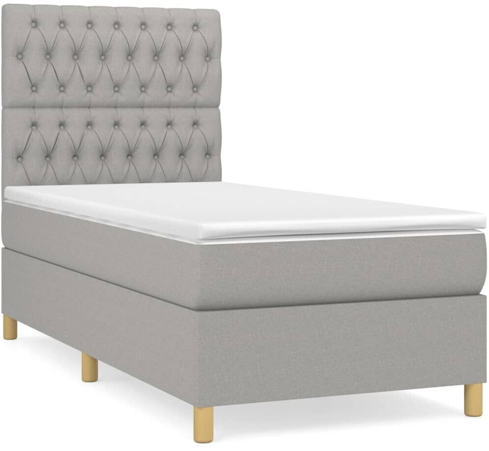 vidaXL Box spring bed with mattress 90x190cm fabric (3142537)