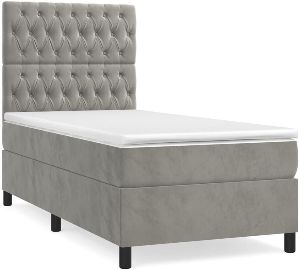 vidaXL Box spring bed with mattress 90x190cm velvet (3143175)