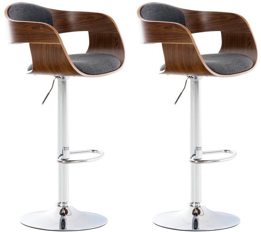 CLP Set of 2 bar stools Kingston fabric walnut/dark gray (315031)