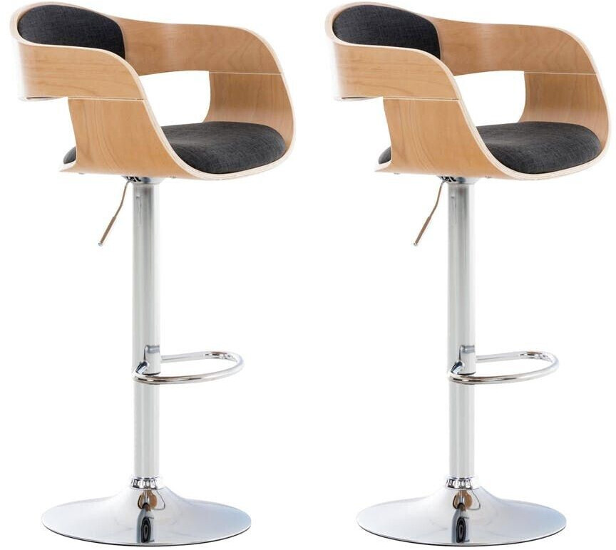 CLP Set of 2 bar stools Kingston fabric natural/dark gray (315038)