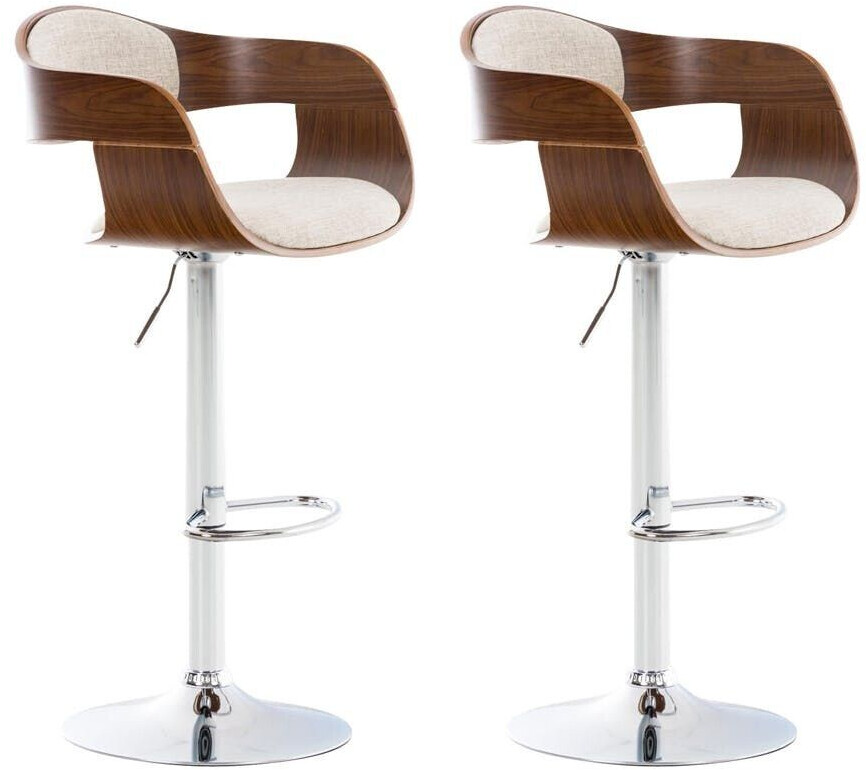 CLP Set of 2 bar stools Kingston fabric walnut/cream (315029)