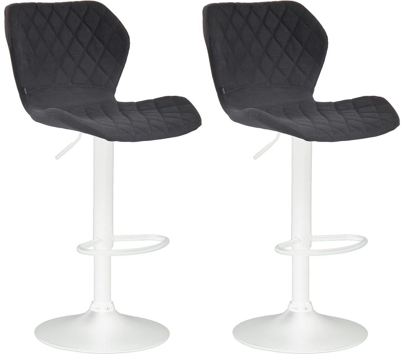 CLP Set of 2 bar stools cork fabric white black (315105)
