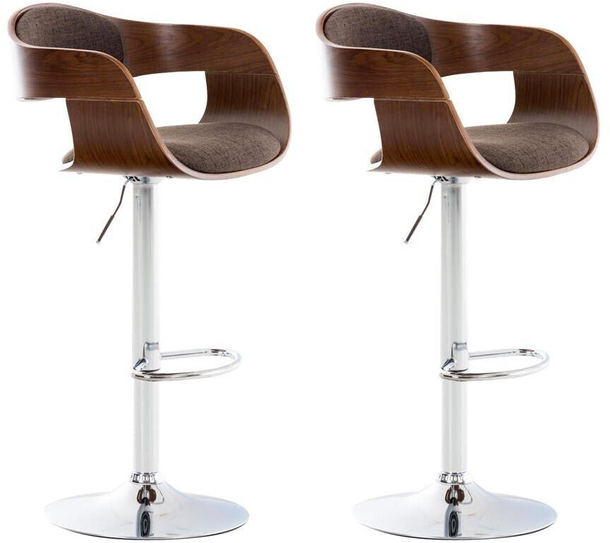 CLP Set of 2 bar stools Kingston fabric walnut/brown (315027)