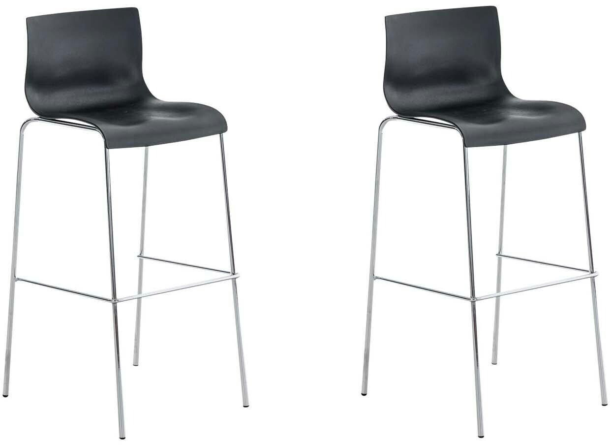 CLP Set of 2 bar stools Hover plastic 4-foot frame chrome black (304467)