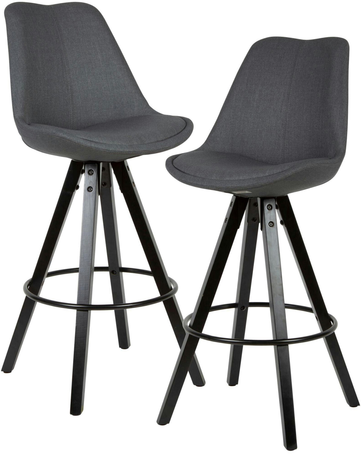 Finebuy Set of 2 bar stools fabric/with backrest 77cm black (SuVa21131_1)