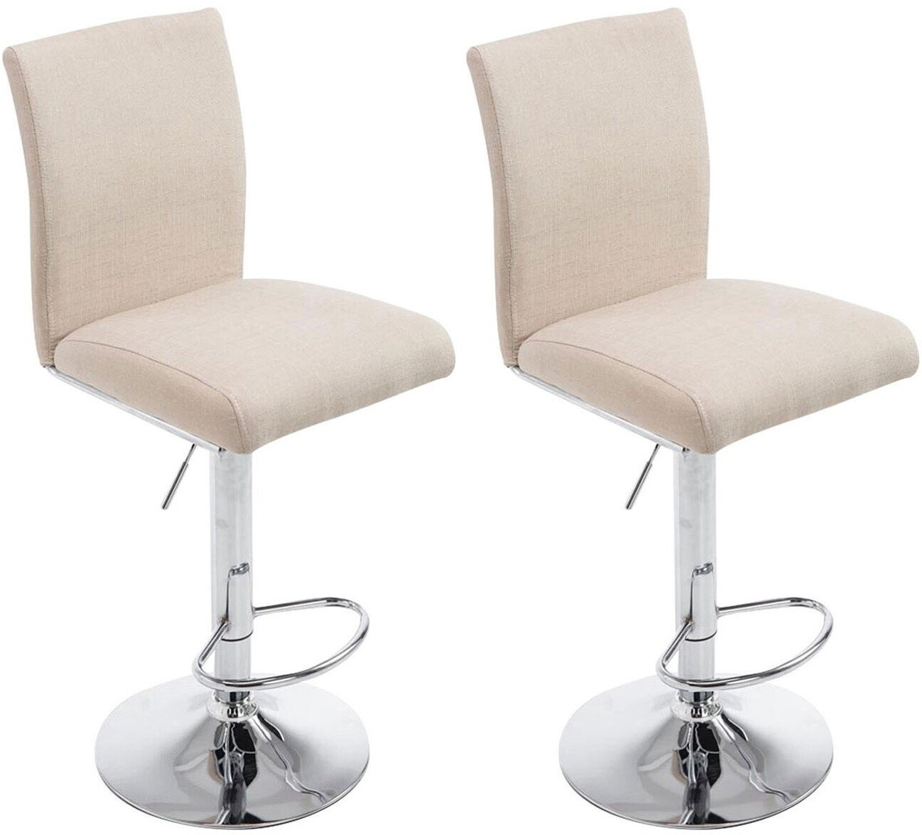 CLP Set of 2 bar stools Cologne fabric chrome cream (306746)