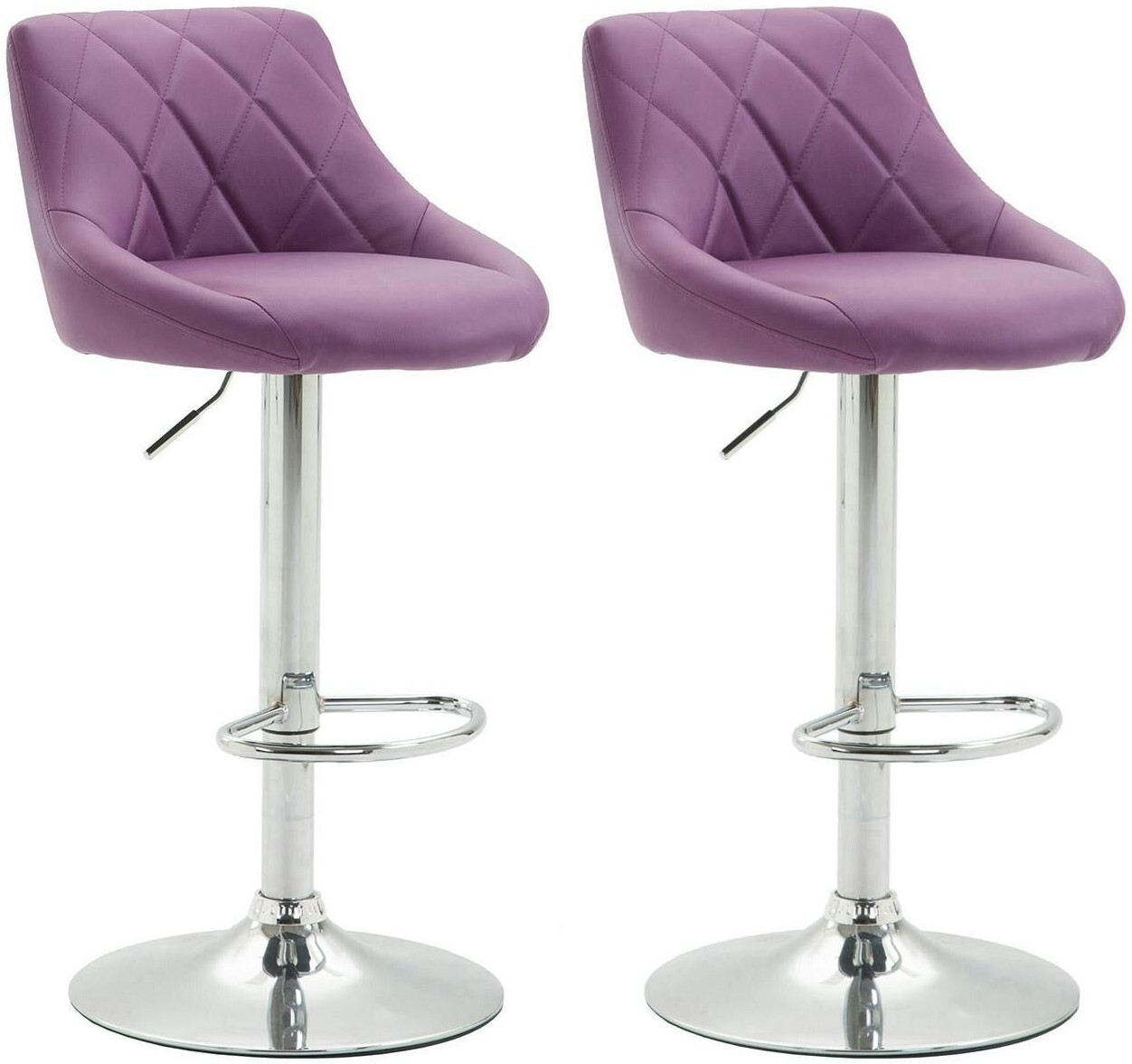 CLP Set of 2 bar stools Lazio faux leather purple (307024)