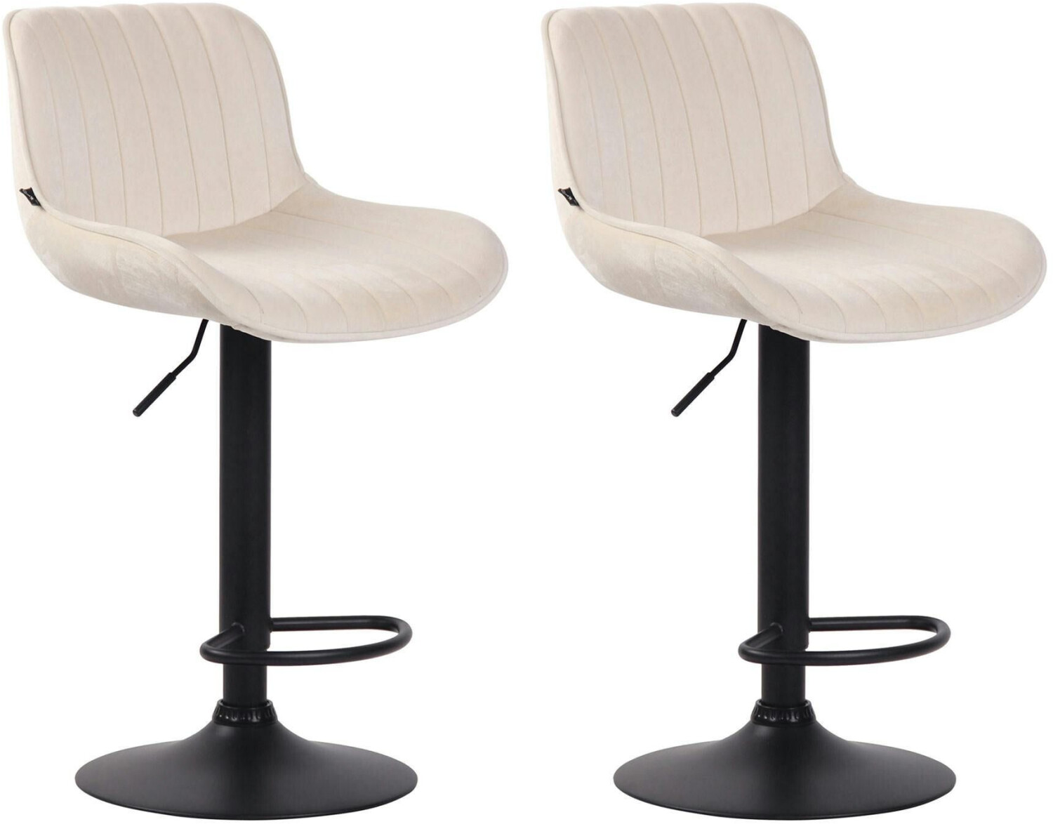 CLP Set of 2 bar stools Lentini velvet black cream (320595)