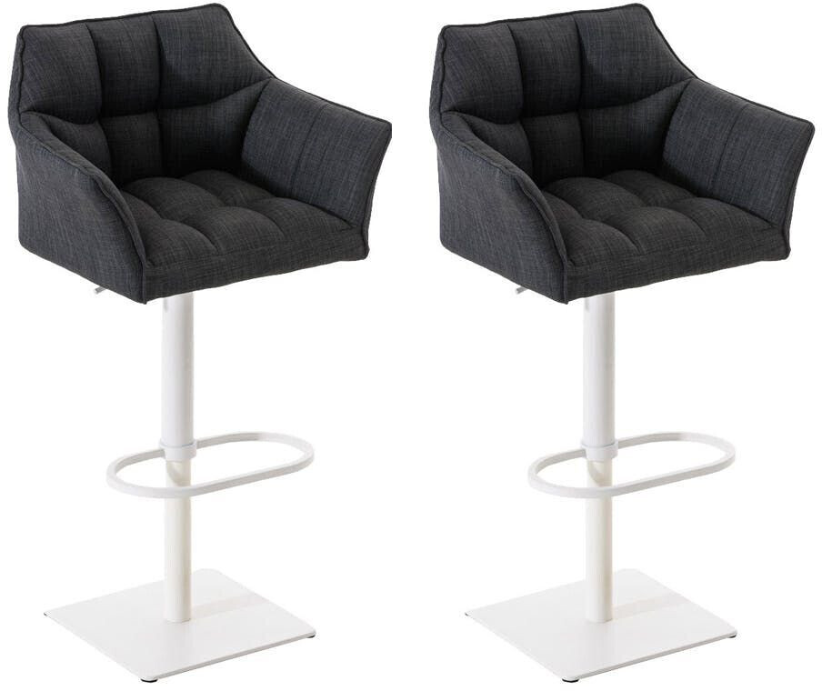CLP Set of 2 bar stools Damaso fabric white dark gray (314959)