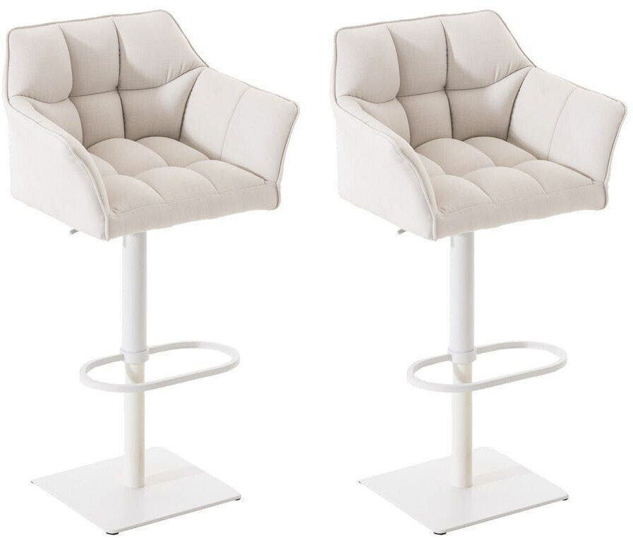 CLP Set of 2 bar stools Damaso fabric white white (314965)