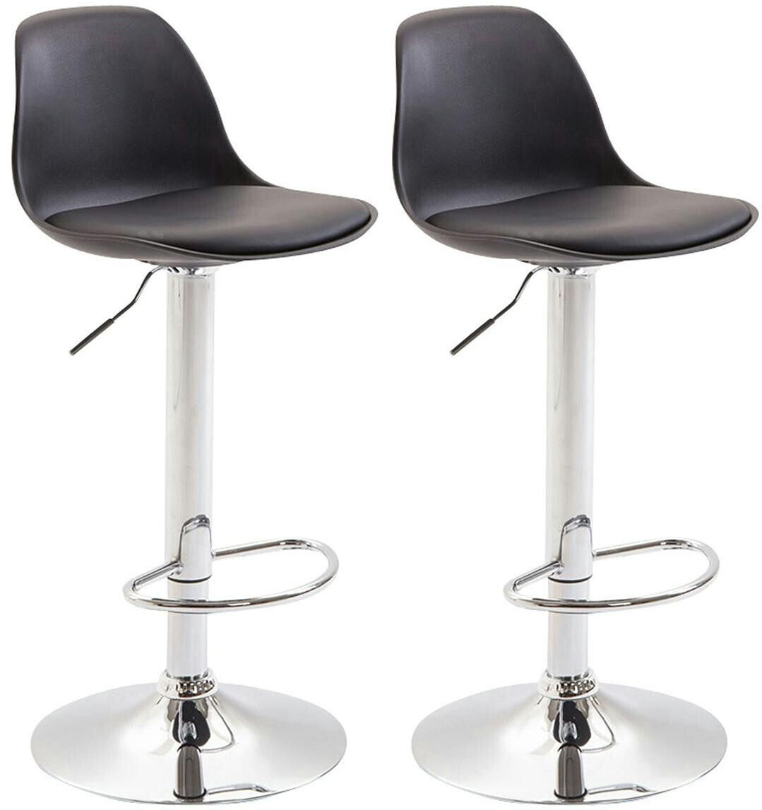 CLP Set of 2 bar stools Kiel plastic chrome black (314185)