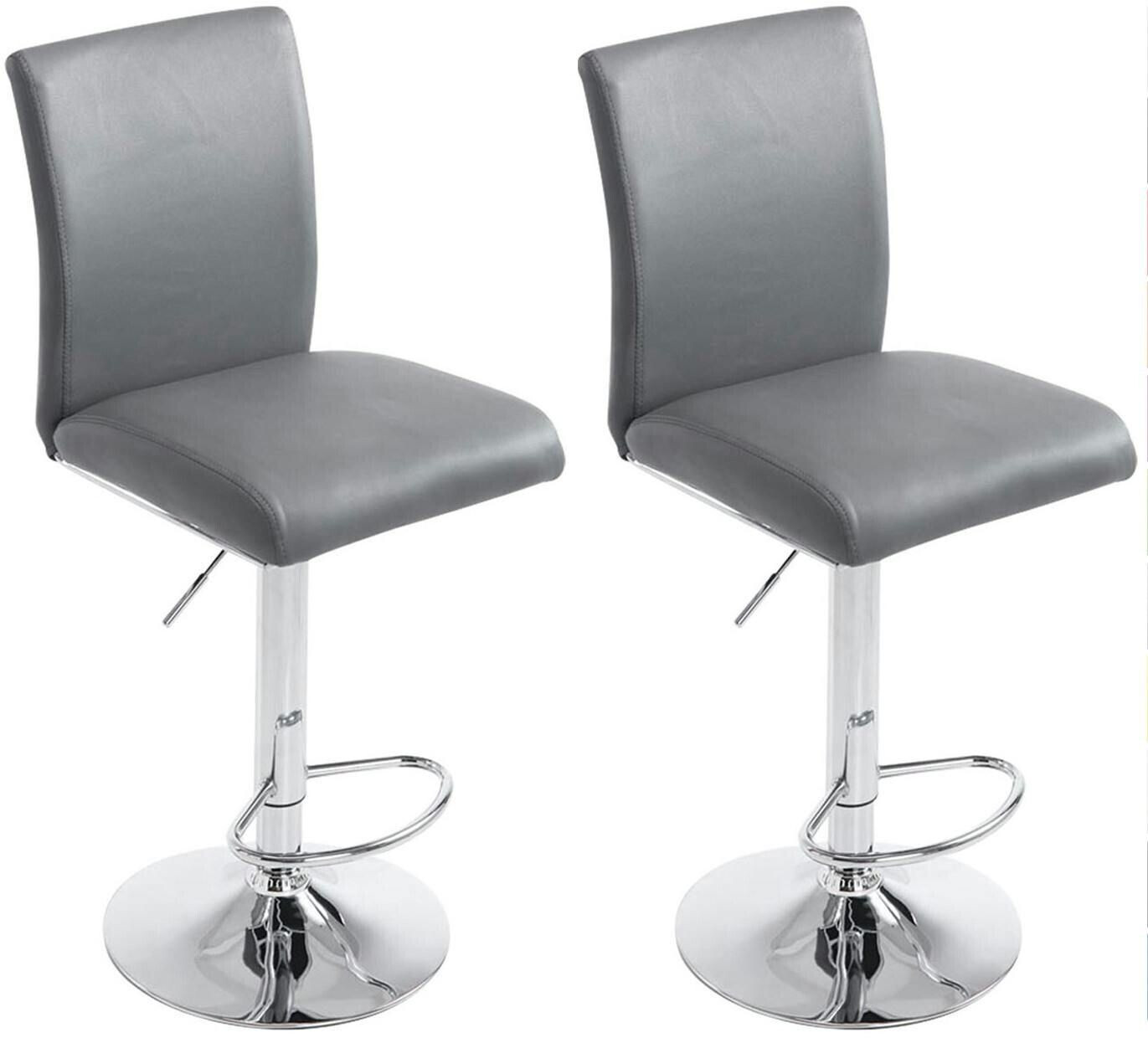 CLP Set of 2 bar stools Cologne faux leather chrome gray (306591)