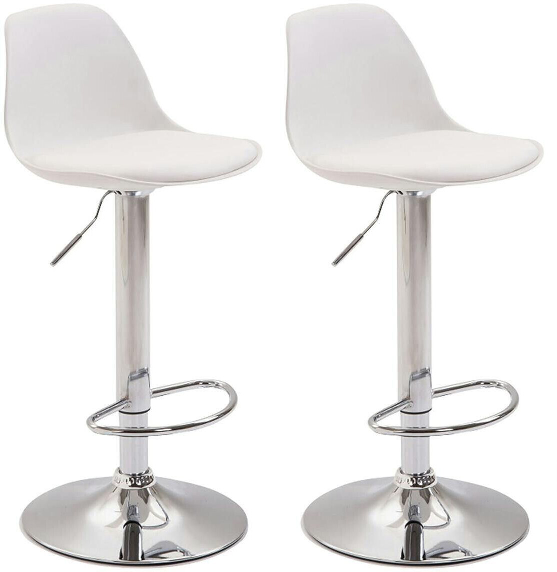 CLP Set of 2 bar stools Kiel plastic chrome white (314186)