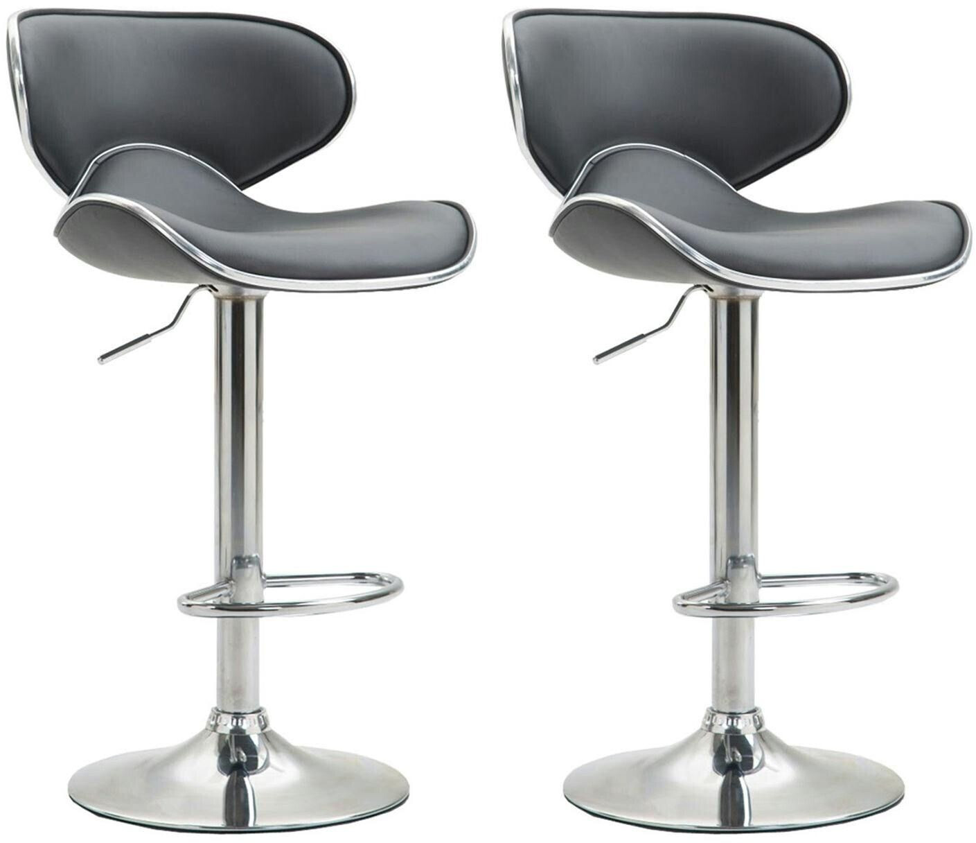 CLP Set of 2 bar stools Las Vegas V2 faux leather chrome gray (308388)