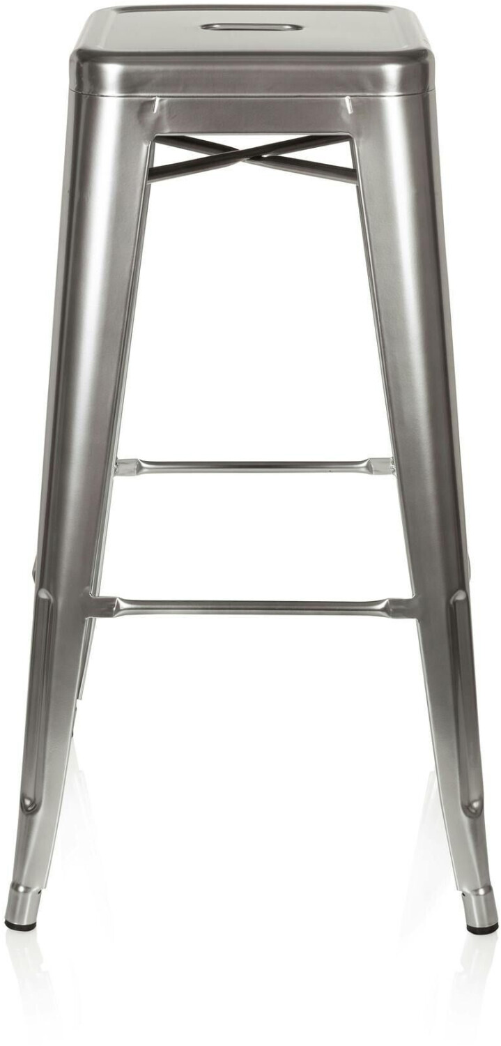 HJH Office Bar stool VANTAGGIO HIGH metallic platinum gray metal (645015)