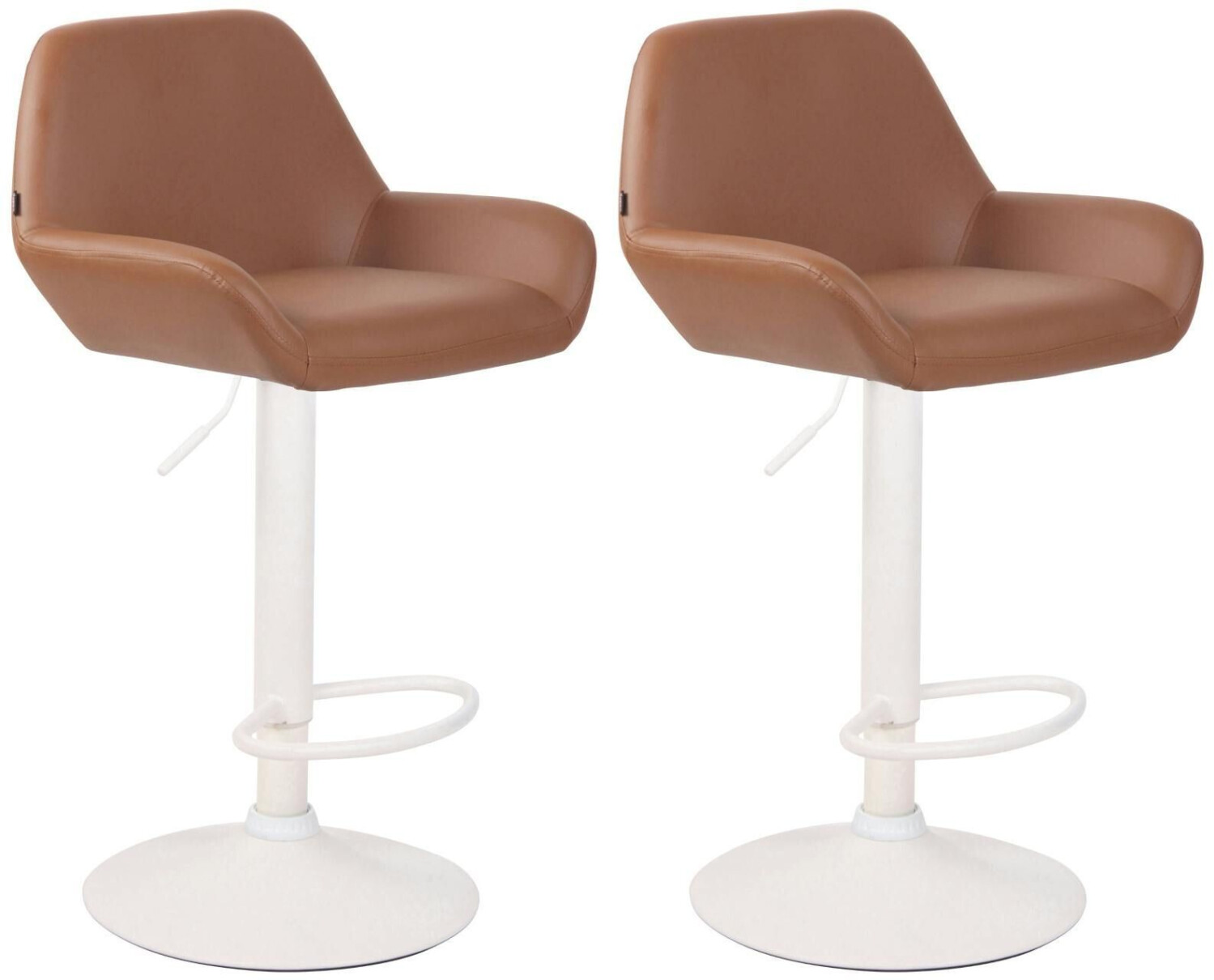 CLP Set of 2 bar stools Braga faux leather white light brown (320002)