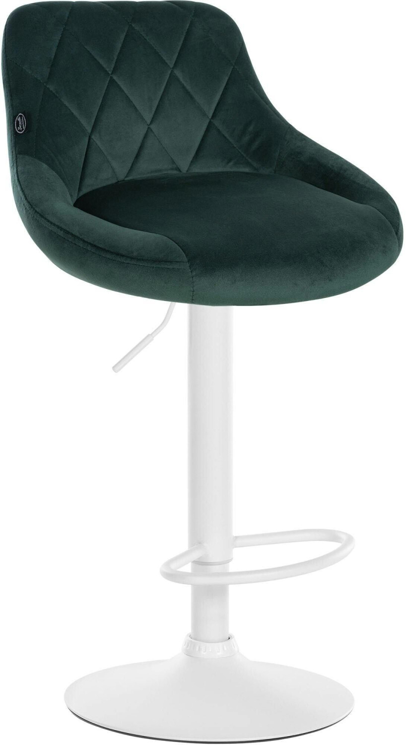 CLP Bar stool Lazio velvet white dark green (322744)