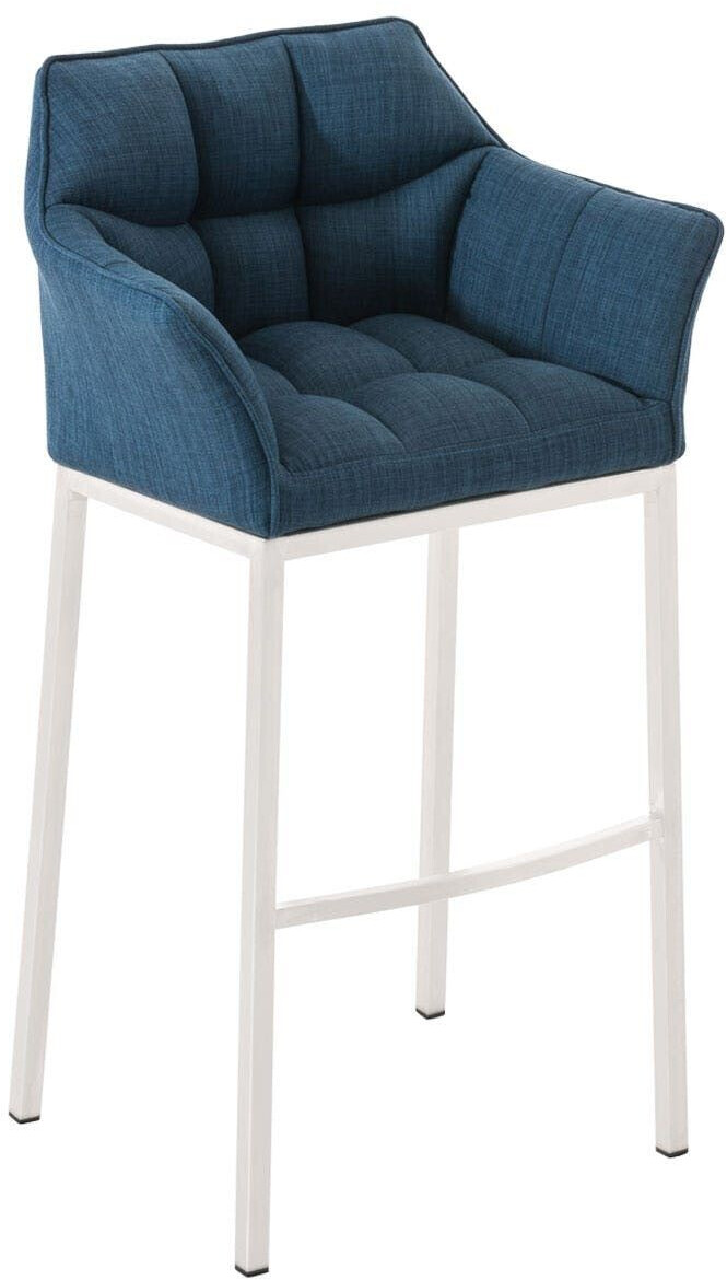 CLP Bar stool Damaso fabric with 4-foot frame white blue (301758)