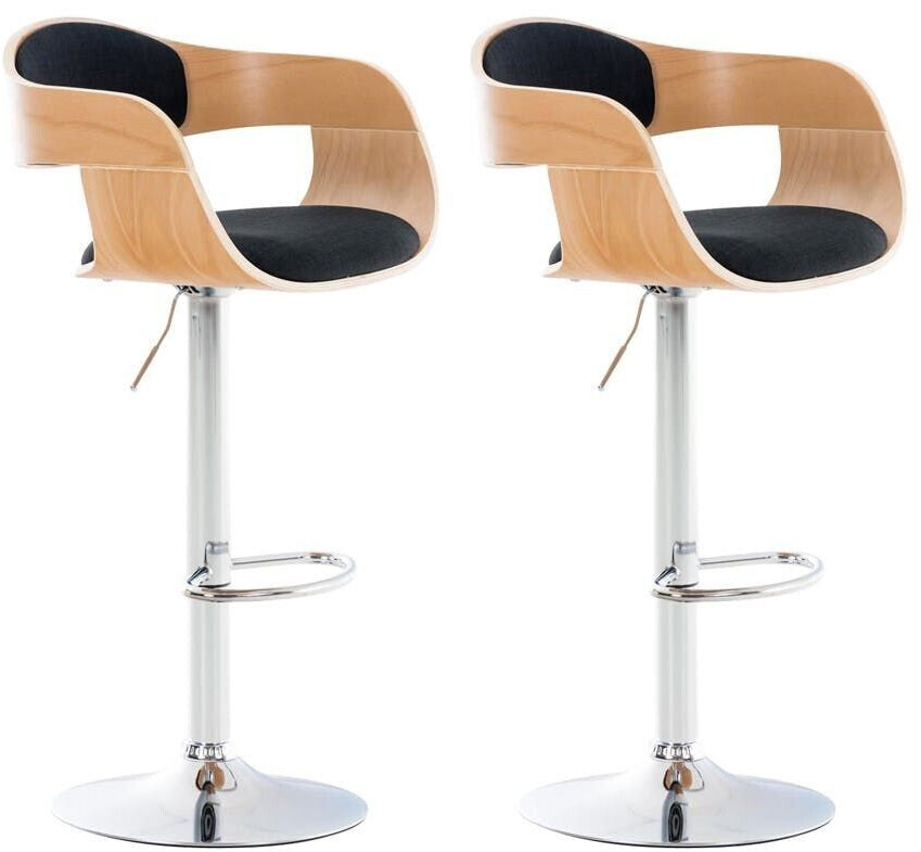 CLP Set of 2 bar stools Kingston fabric natural/black (315033)