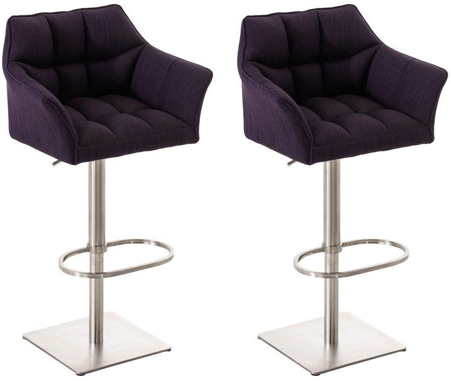 CLP Set of 2 bar stools Damaso fabric stainless steel purple (314987)