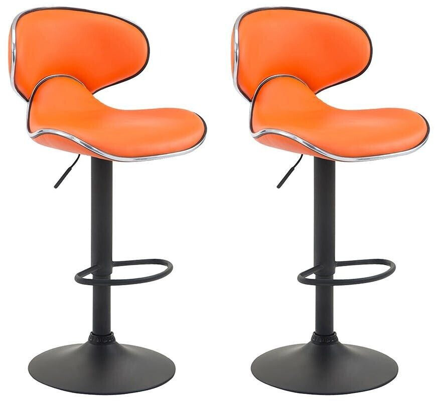 CLP Set of 2 bar stools Las Vegas V2 artificial leather black orange (316029)
