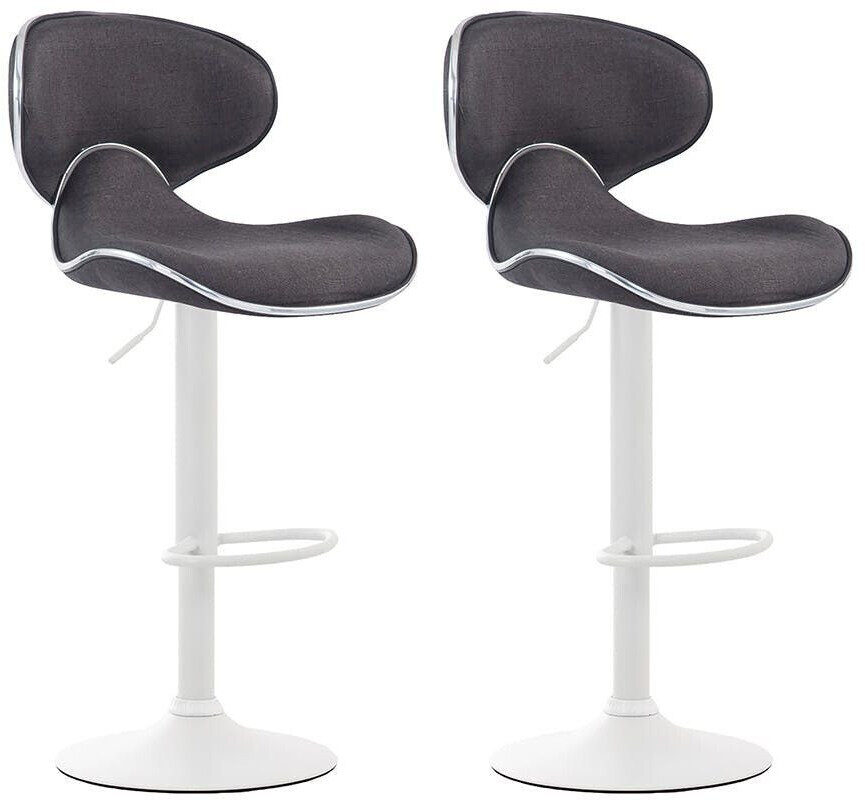 CLP Set of 2 bar stools Las Vegas V2 fabric white dark gray (316058)