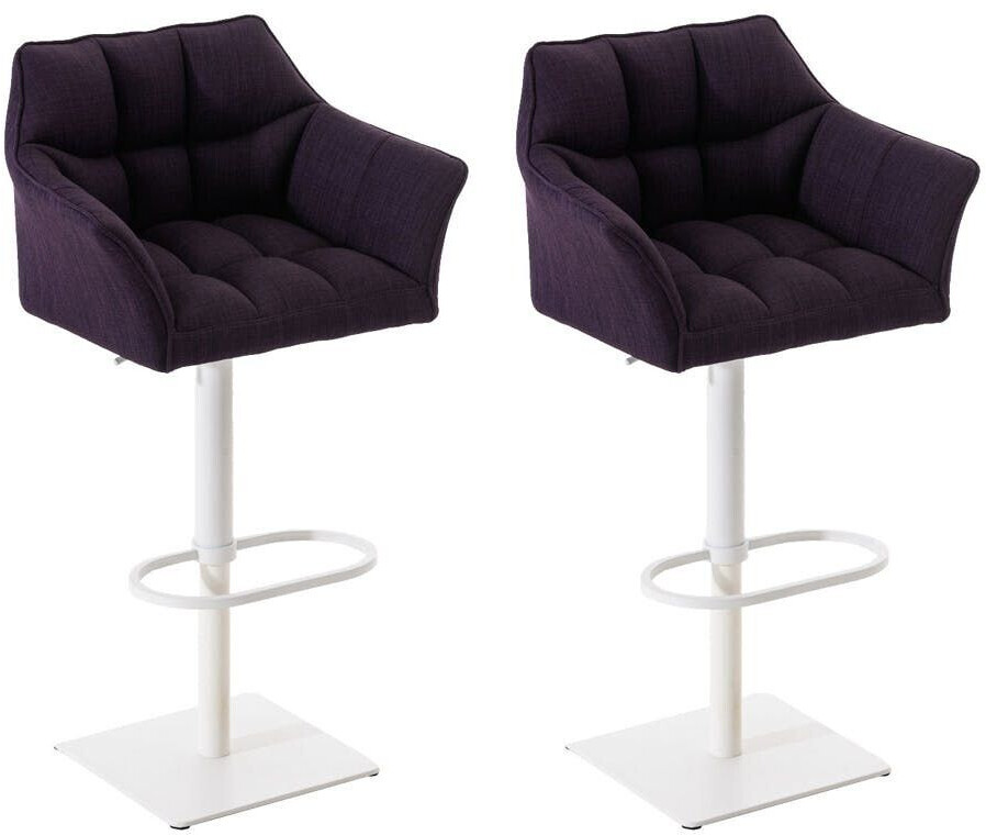 CLP Set of 2 bar stools Damaso fabric white purple (314962)
