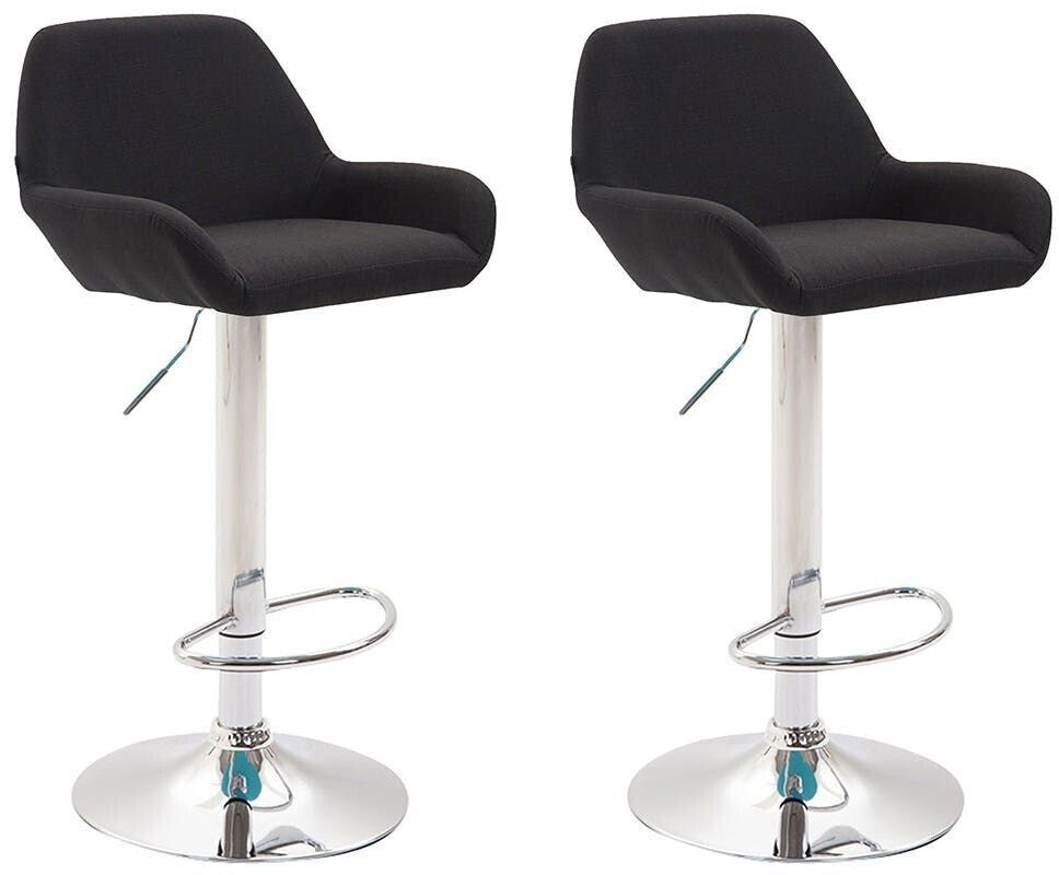 CLP Set of 2 bar stools Braga fabric chrome black (316065)